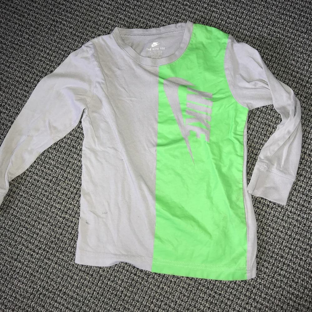 Nike Tee Long Sleeve Youth Medium‎ Tee Shirt Neon/Gray